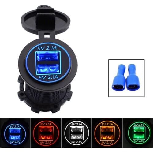 Universal Cigarette Lighter 5V 2.1A Car Charger USB Vehicle Waterproof Dual USB Charger 2 Ports Power Socket