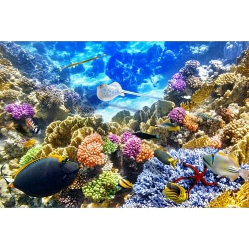 Under The Ocean Animal Fish Coral Seashell Starfish background High quality Computer print party backdrops