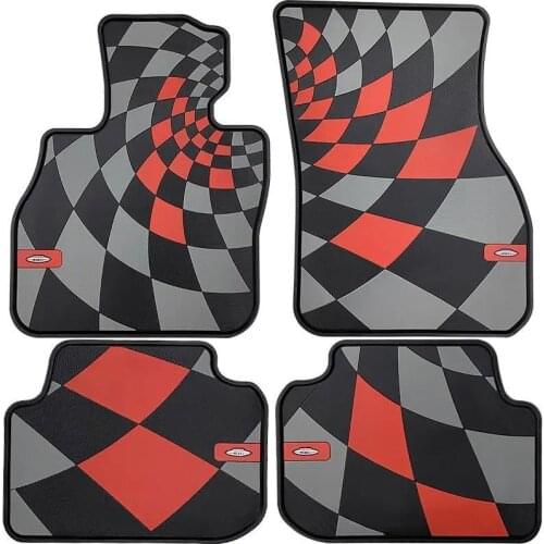 High Quality Rubber material Floor Mat Red Checkered JCW Style Clubman Mini Cooper Cooper F56 F54 F55 F57 (4PCS/SET)