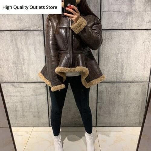 Ladies Suede Jacket Women Lamb Suede Leather Jacket Shearling Jacket