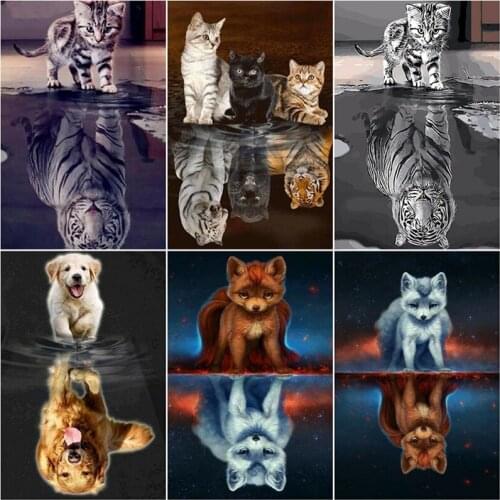 ZOOYA 5D DIY Diamond Painting Cat Tiger Full Square Round Diamond Embroidery Cats Diamond Mosaic Animals Pictures Of Rhinestones