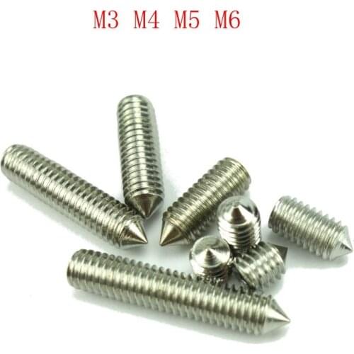 20Pcs M2.5 M3 M4 M5 M6 M8 M10 M12 Stainless Steel 304 Grub Screws Cone Point Hexagon Hex Socket Set Screws
