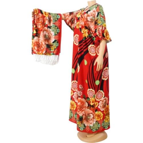 2020 Spring Autumn New Bohemian women Dress 100% Cotton Floral Print African female dress plus size vintage