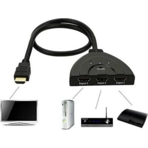 3 Port HDMI Switch 3 IN 1 OUT 1080P Hub V1.4B HDMI Switch Switcher Splitter Adapter Cable For HDTV XBOX PS3 Black Wholesale