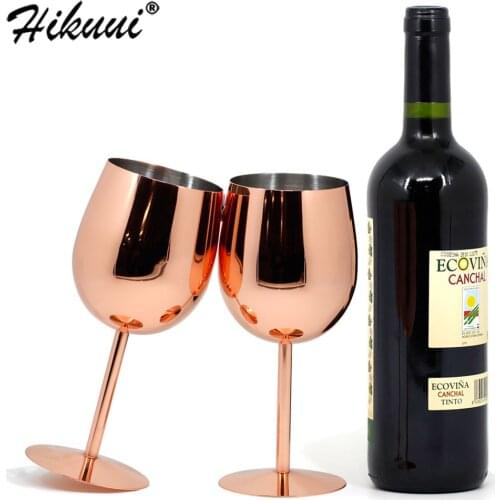 350ml 2pcs Stainless Steel Red Wine Glass Cup Silver Rose Gold Goblets Juice Drink Champagne Party Barware Wineglass Bar Tools