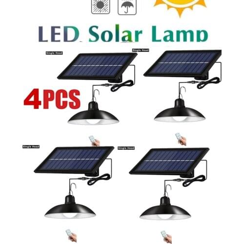 4pcs remote 30 led 2 head Retro Lampshade Solar LED Pendant Lights Outdoor Indoor Auto On Off Solar Lamp for Room Balcony Terrac