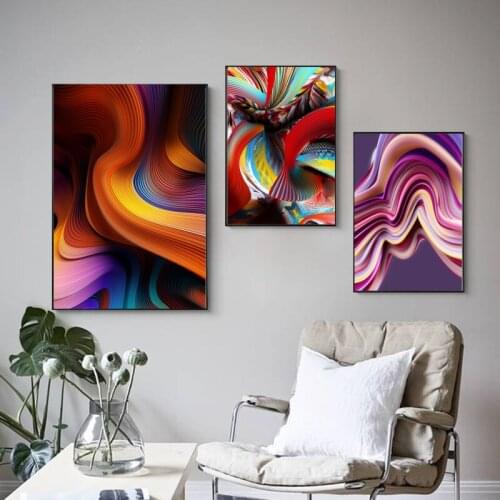 Abstract Canvas Painting Colorful Abstract Pattern Painting Posters and Prints Wall Art Cuadros for Living Room
