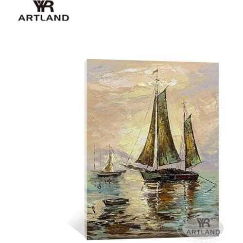 Sailing boats abstract painting for home wall decoration Hand painted acrylic oil painting on canvas for living room bedroom