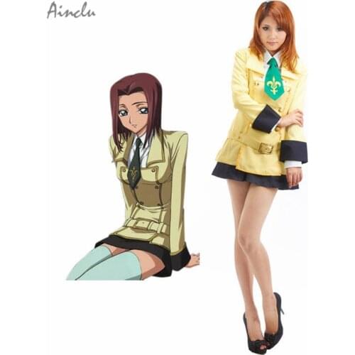 Ainclu Customize for adults and kids New Free Shipping Code Geass Kallen Cosplay Costume School Uniform