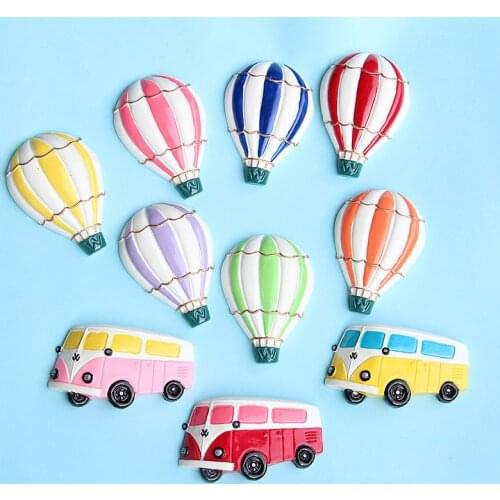 Car Bus Fridge Magnet Hot Air Balloon Magnet Blue White Cloud Cartoon Cute Message Sticker