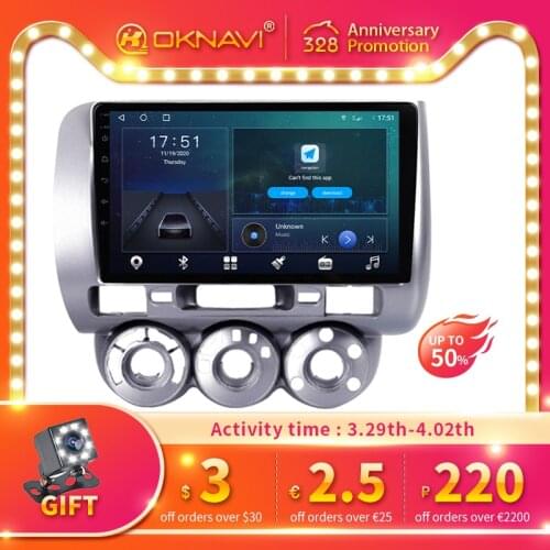 OKNAVI 2 Din 9‘’ DSP Multimedia Player Stereo Car Radio BT 4G WIFI Carplay GPS Navigation For Honda Fit Jazz 2004-2007 No DVD