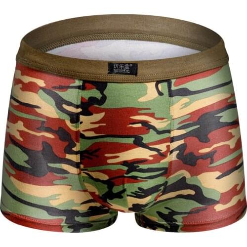 Man Camouflage Print Modal Soft Underwear Sexy Breathable High Elasticity Fashion Personality Male Boxers U Pouch Bag Underpants