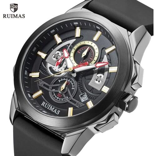 RUIMAS Luxury Watches Men Military Sport Quartz Watch Waterproof Silicone Strap Wristwatch Top Brand Clock Relogio Masculino 581