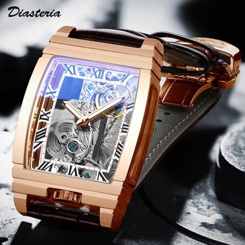 Watch Men Skeleton Automatic Mechanical Watch Mens Top Brand Luxury Watches Simple Hollow Stainless Steel Luminous Hands Watch