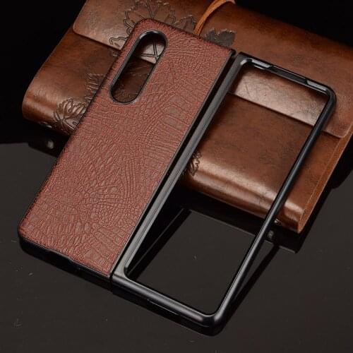 Z Fold 3 Funda Case for Samsung Galaxy Z Fold 3 Z Fold 2 Crocodile Pattern PU Leather Coque Protection Phone Case Cover Z Fold 3