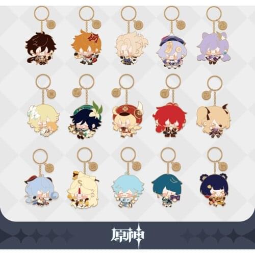 Genshin Impact Original Tartagli Zhong Li Xiao Venti Hutao Diluc Figure Doll Metal Pendant Toy Keychain Strap Cosplay C YS