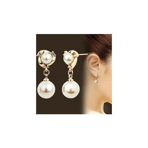 Hypoallergenic luxury fashion wild high-quality imitation Rhinestones imitation pearl jewelry long earrings for women