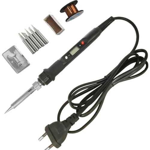 220V 110V/80W Digital Electric Soldering Iron Kit Set Temperature Adjustable Welding Tool Ceramic Heater Soldering Tips Rework