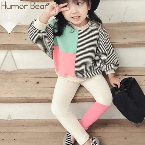 Humor Bear 2Pcs Autumn Baby Girl Clothes Girl Clothing Set Cute Long Sleeve Top+Pants Suit Kids Girl Splice Children Clothes