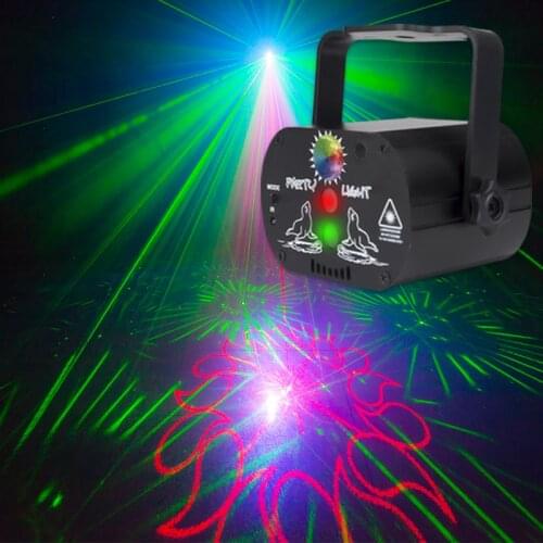 YSH Mini Dj Laser LED Stage Projector Music Sound Control Disco Party RGB Lamps USB Rechargeable Wedding Birthday Strobe Light