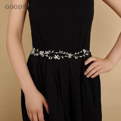 Fashion Flowers Bridal Belt Diamond Wedding Accessories Headband Belt For Women Dress Thin Belt Party