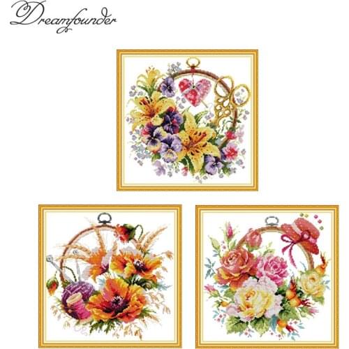 Flower basket series cross stitch kit aida 14ct 11ct count print canvas stitches embroidery DIY handmade needl