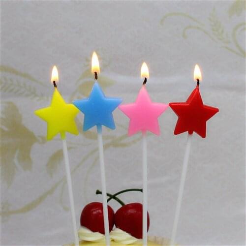 4pcs/set Cute Star Heart Cake Cupcake Toppers Kids Birthday Party Candle Creative Party Supplies Valentines Day Decoration