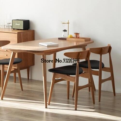 Nordic home restaurant solid wood backrest simple modern dining table chair cherry wood dining chair light luxury makeup chair