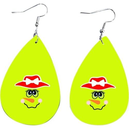 Snowman Faces Earrings Faux Leather Gift For New Year Christmas We Are Now In Stock