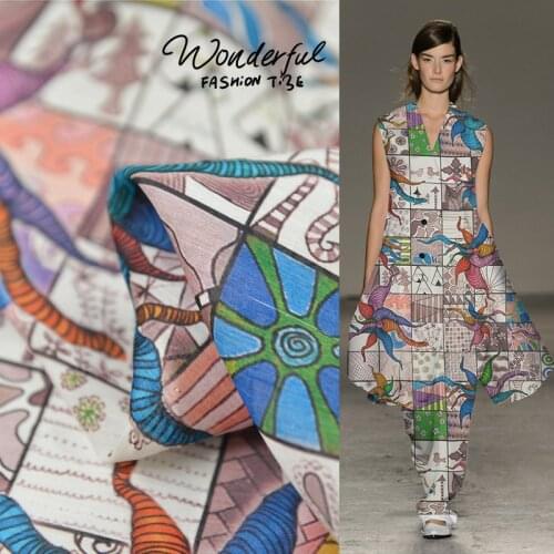 Abstract and geometric design silk and linen blended fabric natural fabric,SLN198