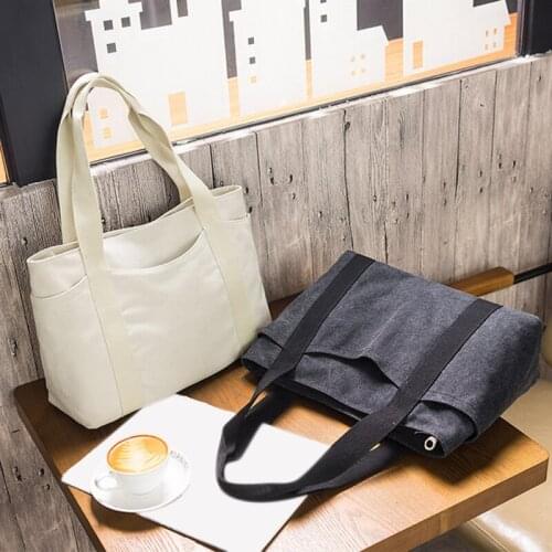 Blank A4 Large Canvas Tote Shoulder Bag Women Bags Canvas School Bags For Women Teenage Girls 2021 Women Hand Bags