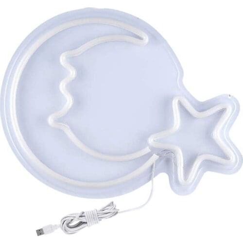 LED Moon Star Shaped Neon Signs Decor Wall Decor Art Sign Light for Home Decoration Bedroom Lounge Office Wedding