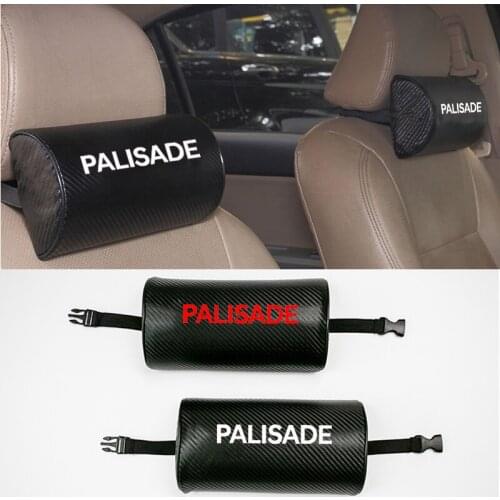 Carbon Fiber Texture PU Leather Car Auto Seat Head Neck Rest Cushion Headrest Pillow Pad For Hyundai Palisade