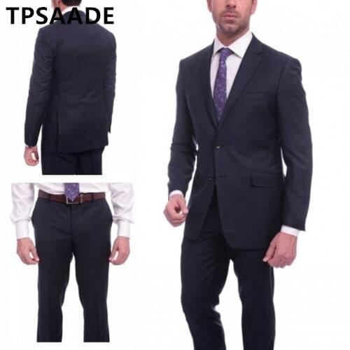 TPSAADE Mens Formal Business Dress Suits Double Vent 2 Button Suit Blazer Pants Suits