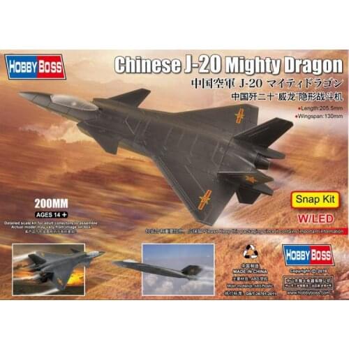Trumpeter 1/35 200mm China J-20 "Weilong" Stealth Fighter Paperback Version Aircraft Toy