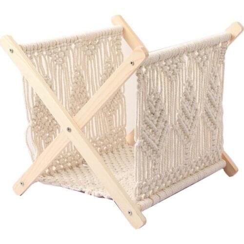 Magazine Rack Cotton Rope Storage Rack Nordic Country Style Woven Macrame Magazine Rack Holder For Books Newspapers