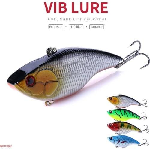 HENGJIA 1PC VIB Fishing Bait 7.5cm 18g Vibration Vibe Rattle Hooks Plastic Hard Lure 4 Colors Fishing Tackle
