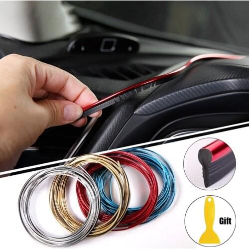 Interior Car Moulding Trim Strips DIY Flexible Anti Scratch Lines 5M Decoration Strip Dashboard Car-styling Auto Accessories