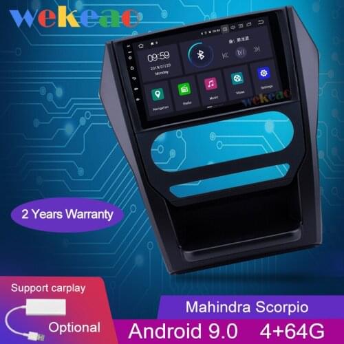 Wekeao Touch Screen 9" 1 Din Android 9.0 Car Radio Automotivo Car Dvd Player For Mahindra Scorpio Carplay Auto GPS Navigation 4G