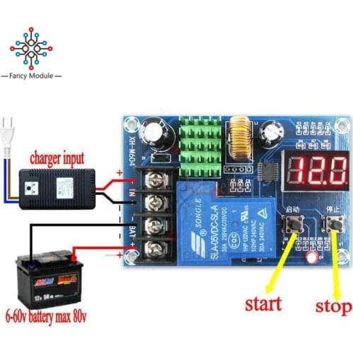XH-M604 Battery Charger Control Module DC 6-60V Storage Lithium Battery Charging Control Switch Protection Board