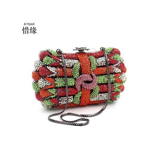 XIYUAN BRAND lady Rhinestone Evening Bag Fashion Ladies Clutch Purse Bridal Wedding Party Wallets Chain Handbags bolsos mujer