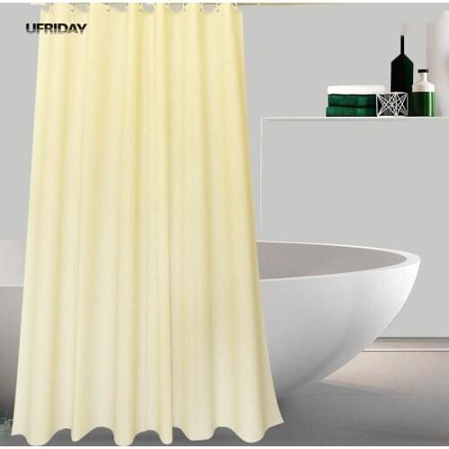 UFRIDAY Beige White Shower Curtain Modern Simple Fabric Shower Curtains Waterproof Bathroom Curtain Plastic Hooks Bath Curtain