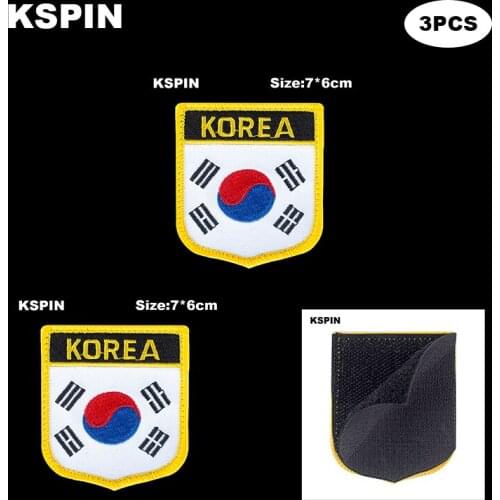 National Flag Patch Hook Loop South Korea Badges Armband 3D Stick on Jacket Backpack Stickers
