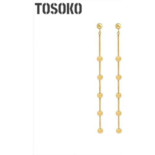 TOSOKO Stainless Steel Jewelry Frosted Steel Ball Ear Wire Long Autumn And Winter Drop Earrings For Women Fashion Earrings F351