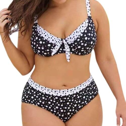 2020 Summer Plus Size Bikini Set For Women Sexy Paded Push Up Bikini Large Size Swimwear Dot Print Beach Wear Bathing Suit 4xl