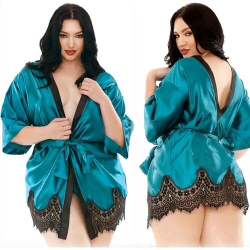 Sexy White Printed Female Mini Silk Robe Rayon Kimono Yukata Night Dress Gown Flower &Peacock S M XXXL XX XXL 3Pcs