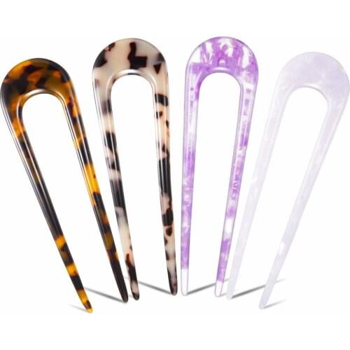 1 Pcs U Shaped Hair Pin Stick French Style U Shape Hair Clips Tortoise Shell U Sticks Pins for Women Girls Hairstyle Accessories