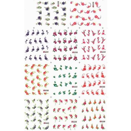 11 PACKS/LOT UPRETTEGO NAIL ART BEAUTY WATER DECAL SLIDER NAIL STICKER FLOWER WINTER SWEET ROSEBUSH TULIP VIOLET BLE45-55