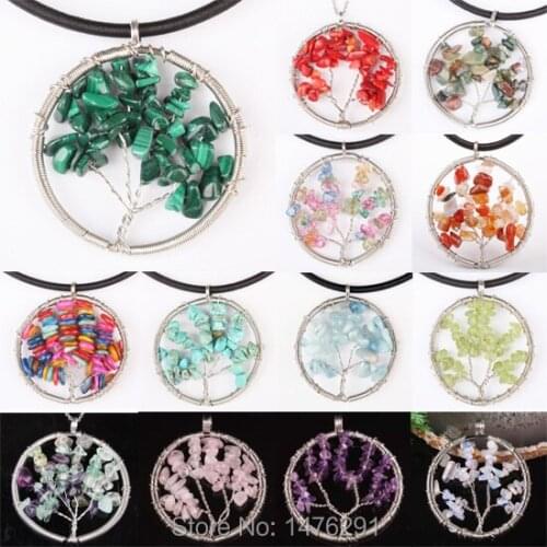 18 Kind Stone Wire Chip Garnet Fluorite Malachite Tourmalin Opal Coral Quartz Carnelian Lapis Lazuli Beads Rondelle Pendant 1PCS