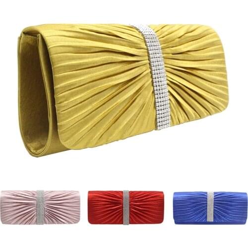 20# Fashion Women Solid Ruched Party Bag Chain Phone Evening Bag Ladies Wedding Banquet Party Clutch Ladies Chain Hand Bags